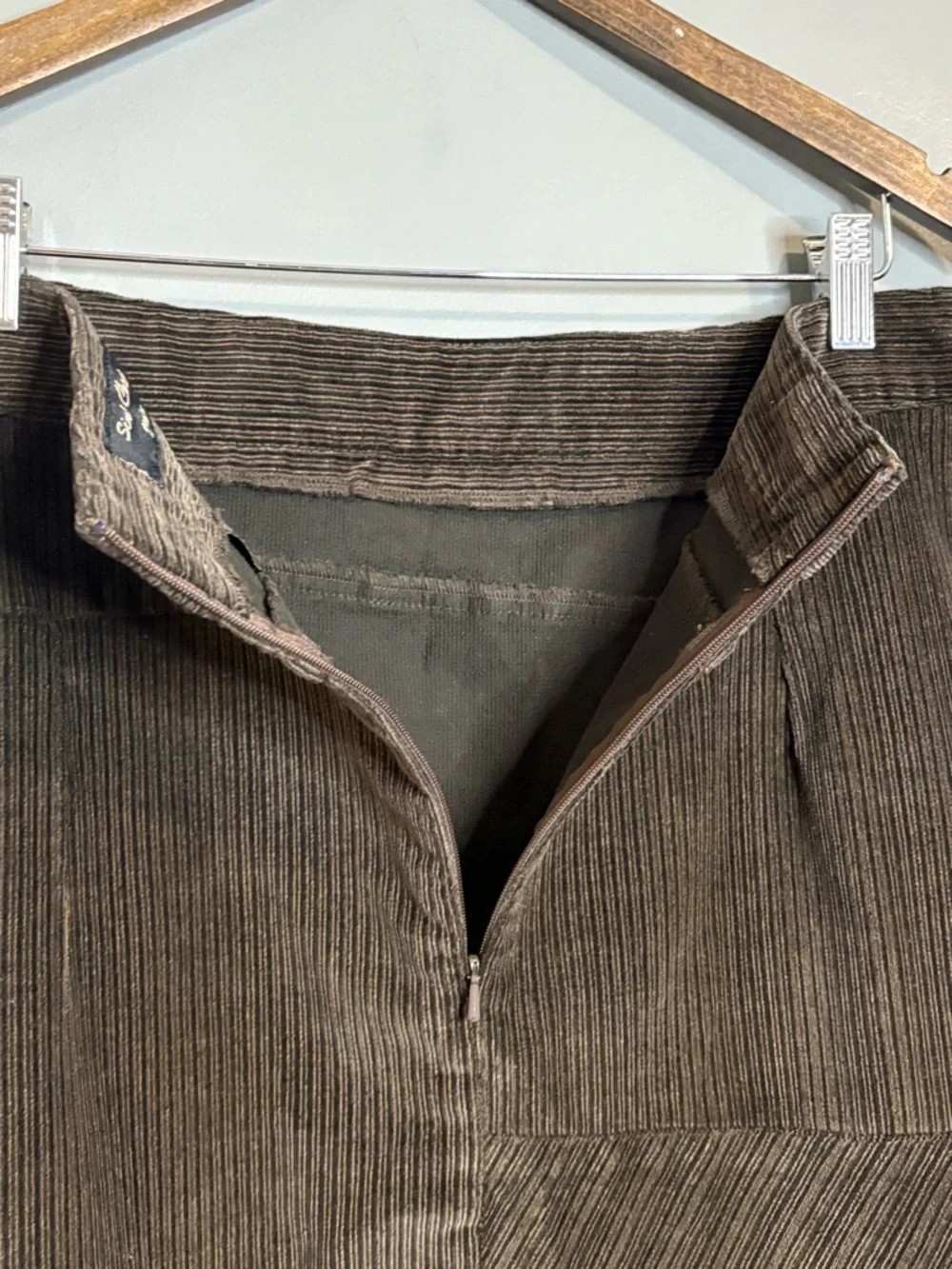 Simon Chang Corduroy Skirt Brown Patchwork A-Line Size 12 Boho 70s - Picture 6 of 8